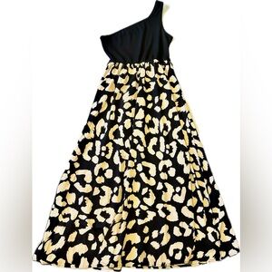 One-Shoulder Black and Yellow Leopard Print Dress- all $ is donated to charity